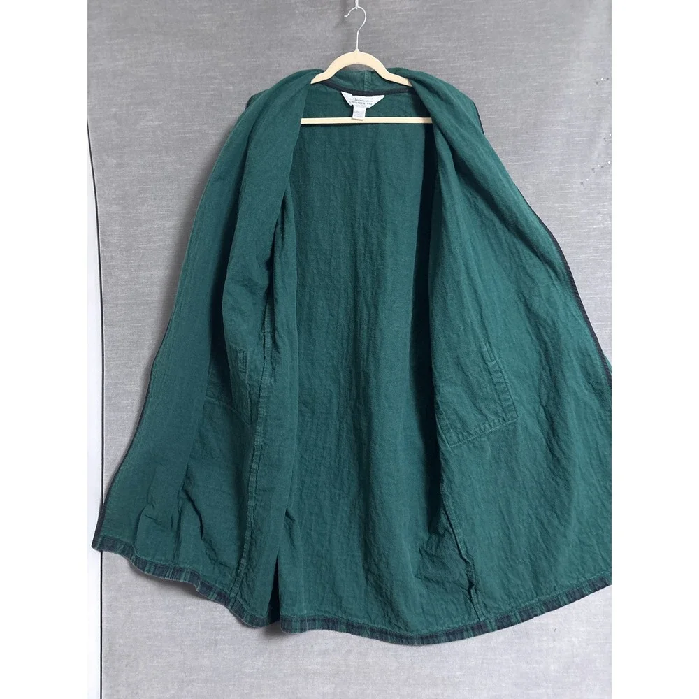 The Vermont Country Store Robe XL Green Blue Plaid Cotton Flannel Belted HEAVY